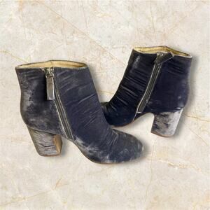 Zara Basic Collection Women's Steele Blue Velvet Ankle Boots Size 36 EU